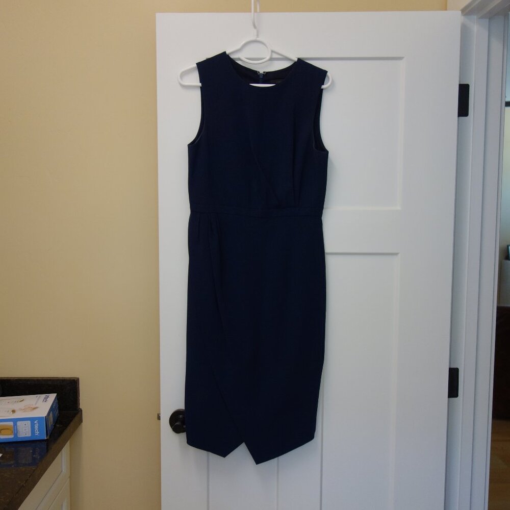 J Crew Sleeveless Sheath Dress Navy Size 6 Tulip Hemline
